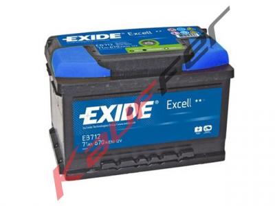 Exide Excell EB712 akkumulátor, 12V 71Ah 670A J+ EU, alacsony